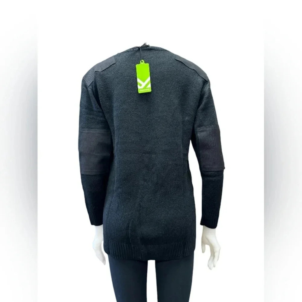 Fingercroxx NWT Distressed Knit LS Black Sweater  Size XS - Picture 3 of 7